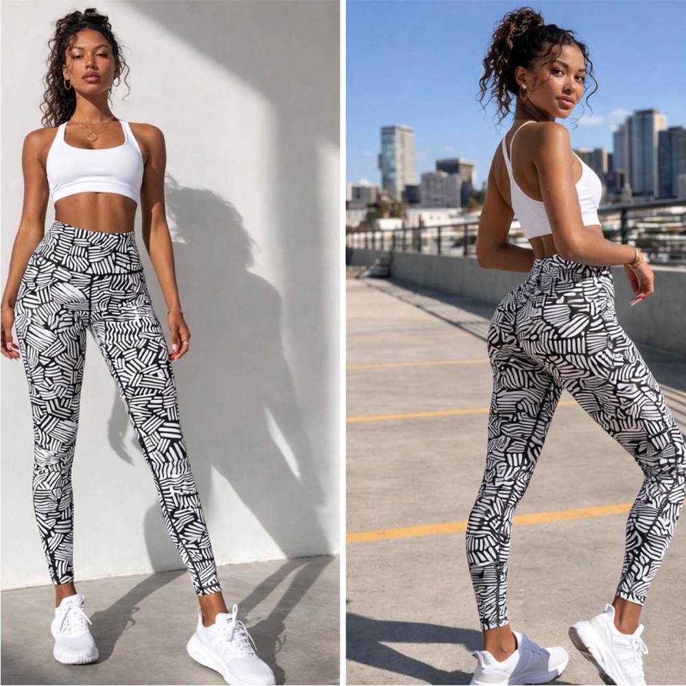 Stance Black & White Patterned Workout Leggings